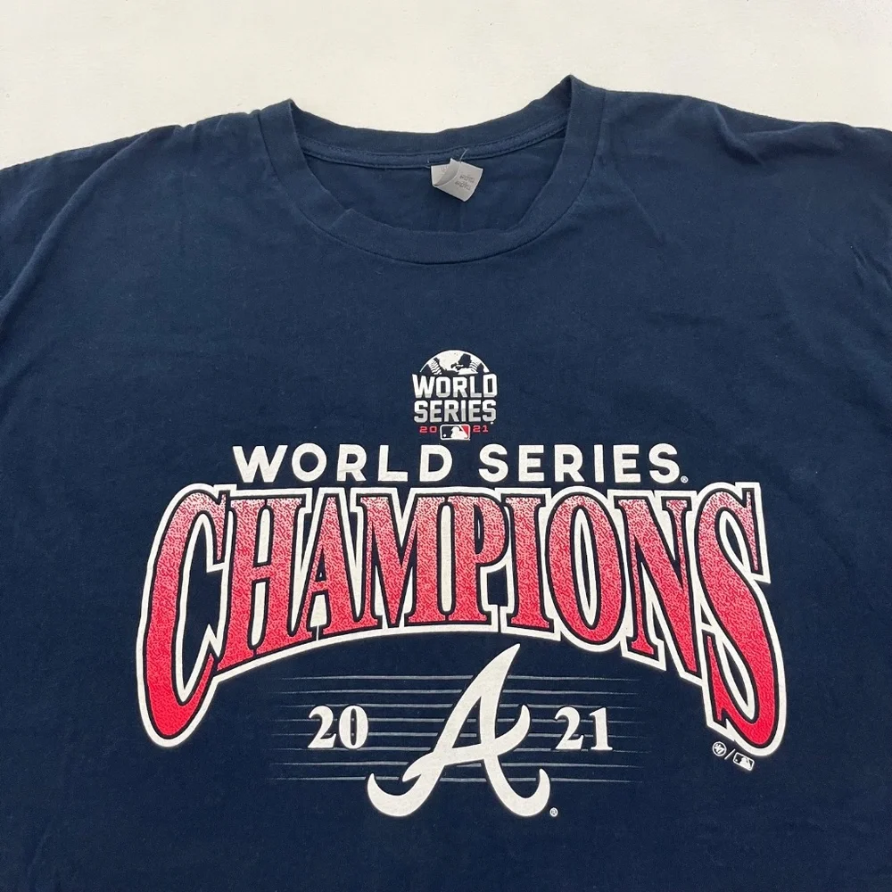 Atlanta‎ Braves Mens T-Shirt XL Blue 2021 World Series Champions Baseball